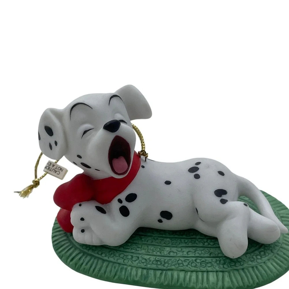 Disney 101 Dalmatians Yawning Puppy Ornament Red Bow 1998 Vintage Holiday Dog‎